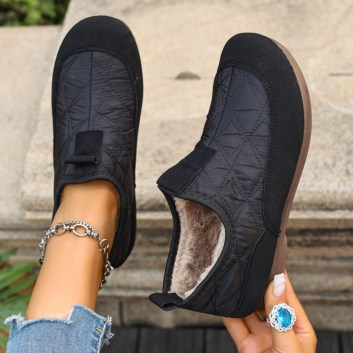 Gwendolin – Dámské zimní nazouvací boty s teplou fleecovou podšívkou