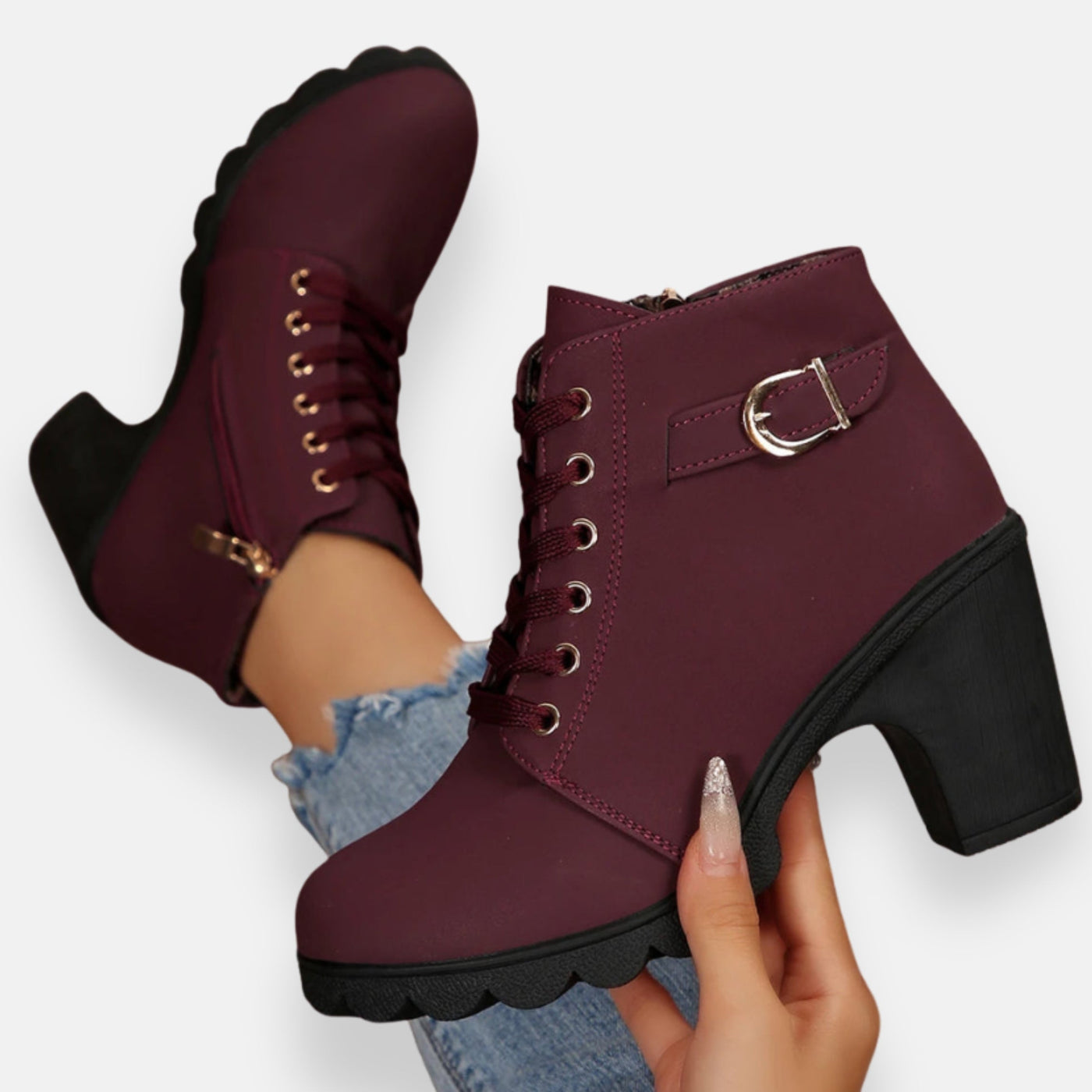 Isaura | Kotníkové boty na podpatku se šněrováním