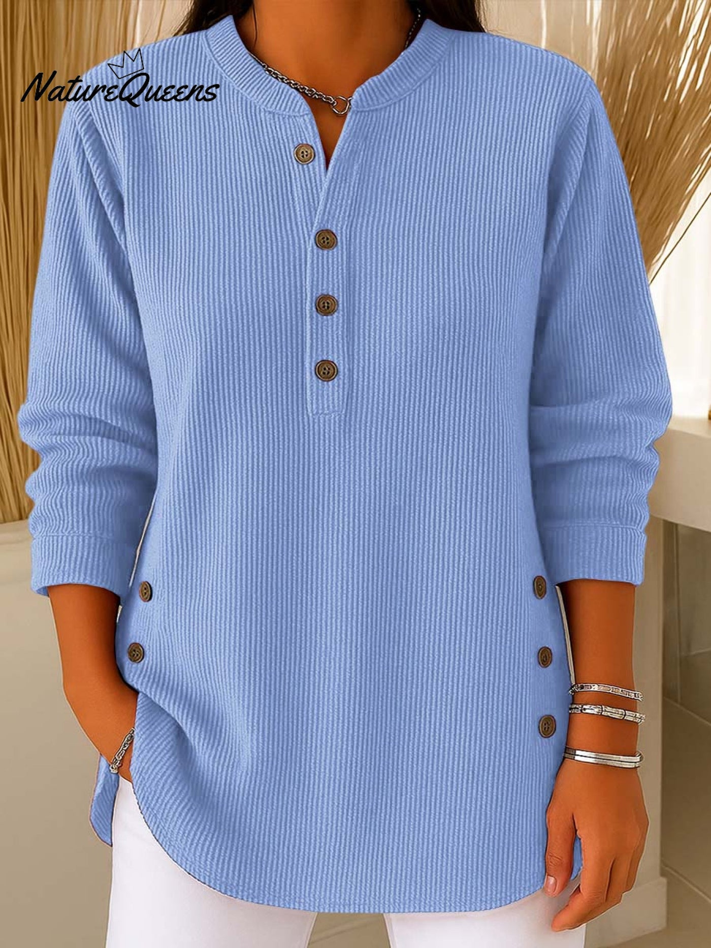 Luana – Dámský volný pletený svetr s kulatým výstřihem