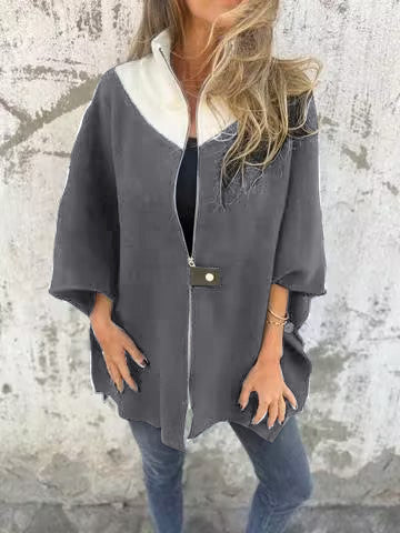 Alessiana – Stylová bunda s vysokým límcem a polovičním zipem