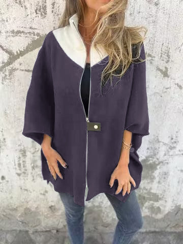 Alessiana – Stylová bunda s vysokým límcem a polovičním zipem