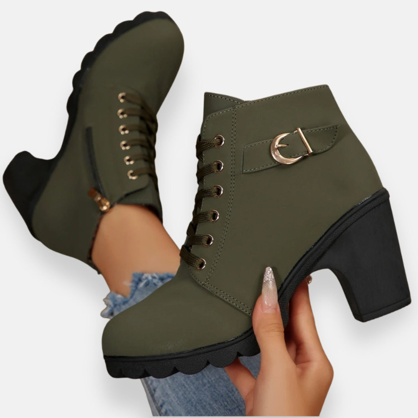 Isaura | Kotníkové boty na podpatku se šněrováním