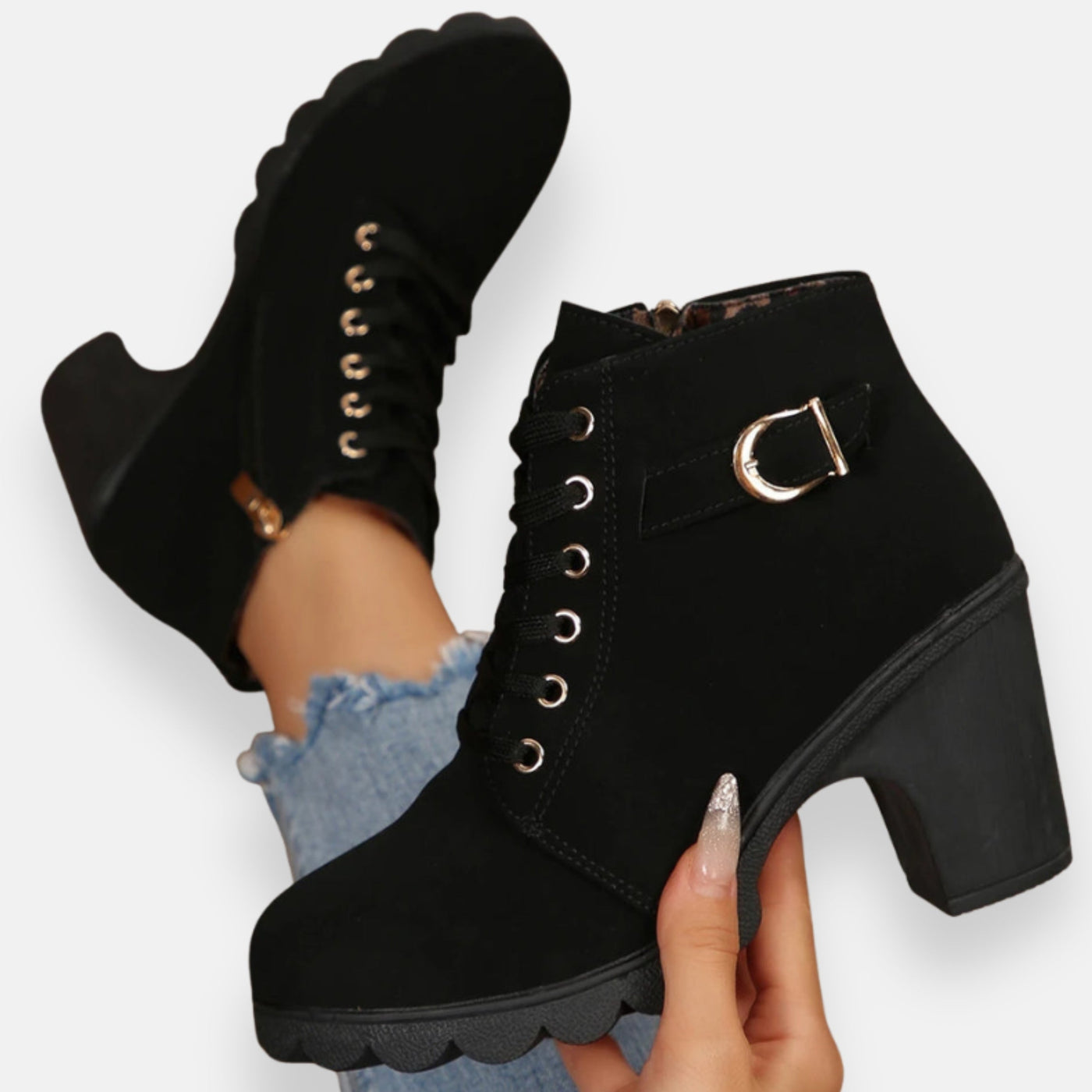 Isaura | Kotníkové boty na podpatku se šněrováním