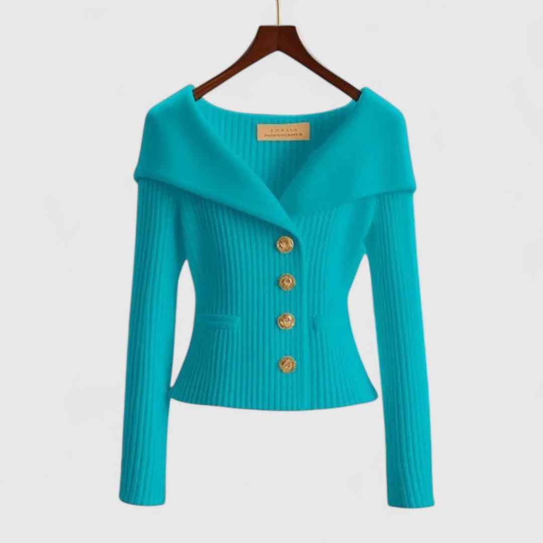 Marielle | Elegantní sako s širokým límcem a zlatými knoflíky