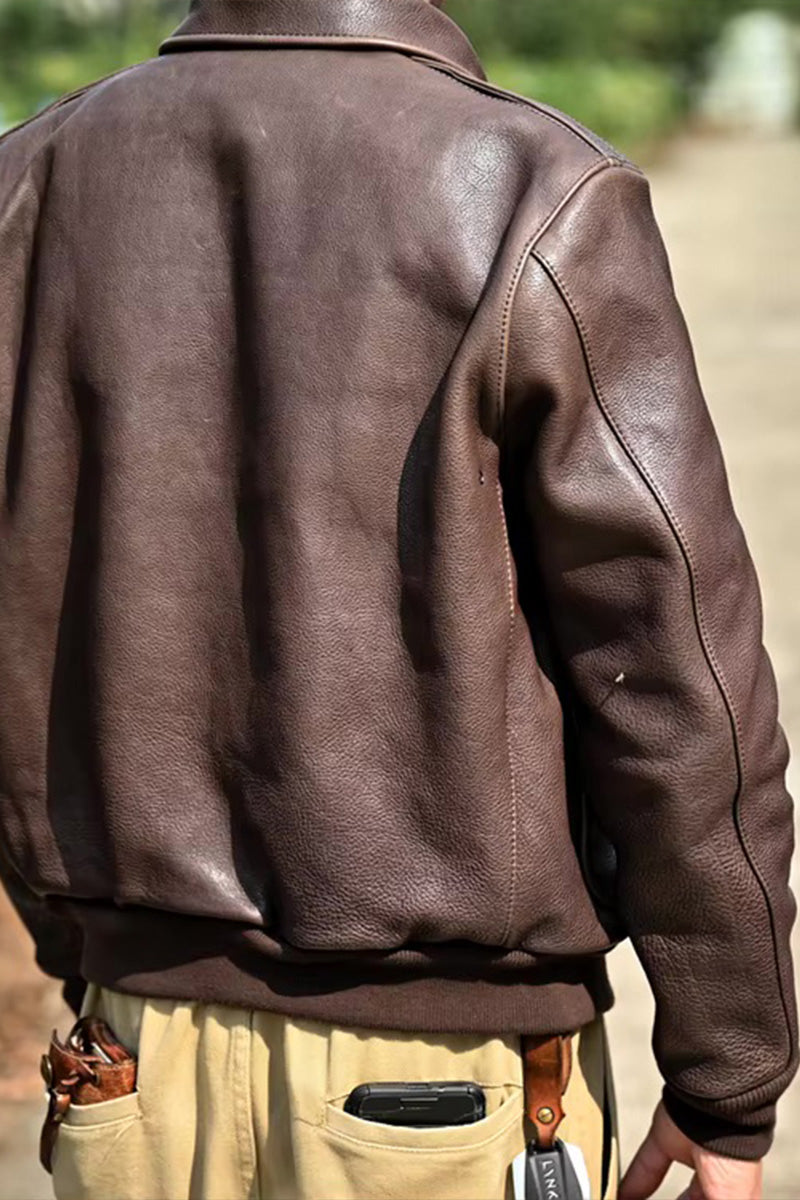 Denny – Kožená bomber bunda inspirovaná vojenským stylem