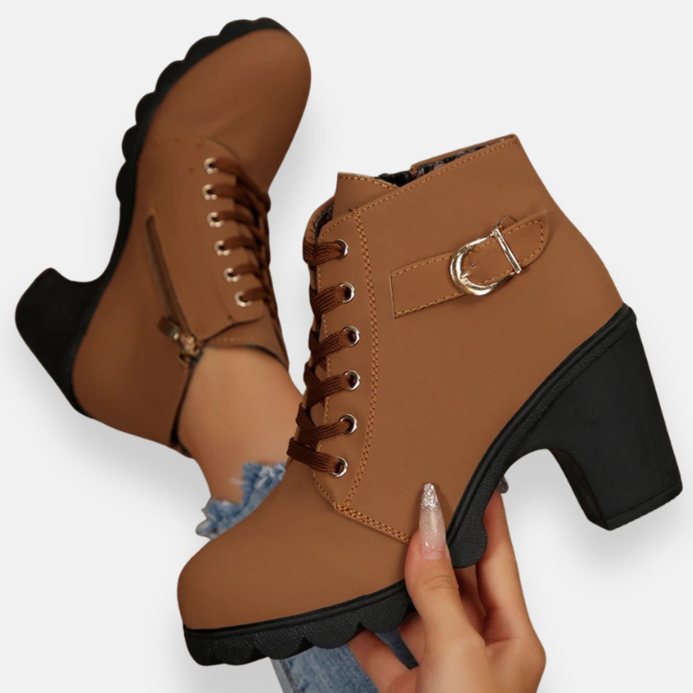 Isaura | Kotníkové boty na podpatku se šněrováním