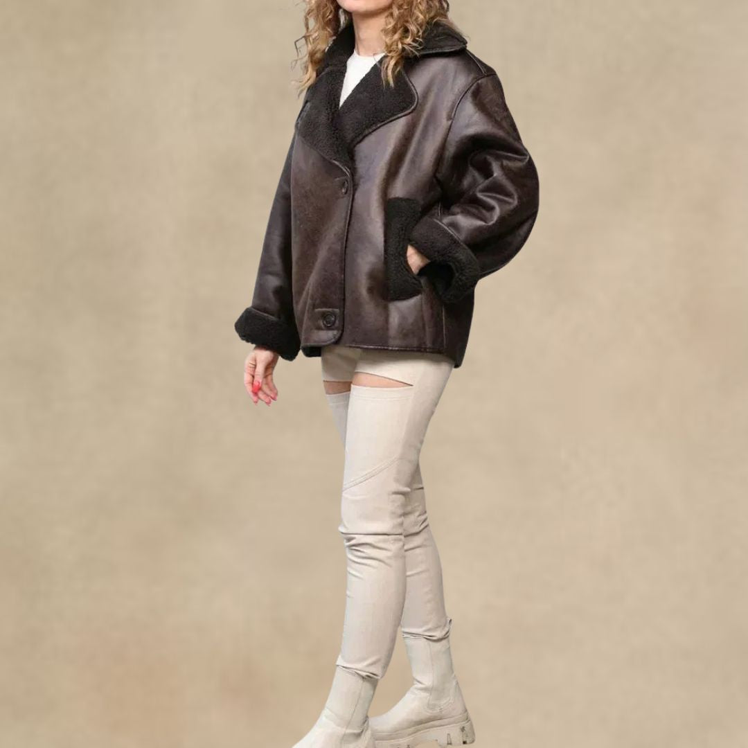 Jolie – Stylová kožená bunda s měkkou kožešinovou podšívkou