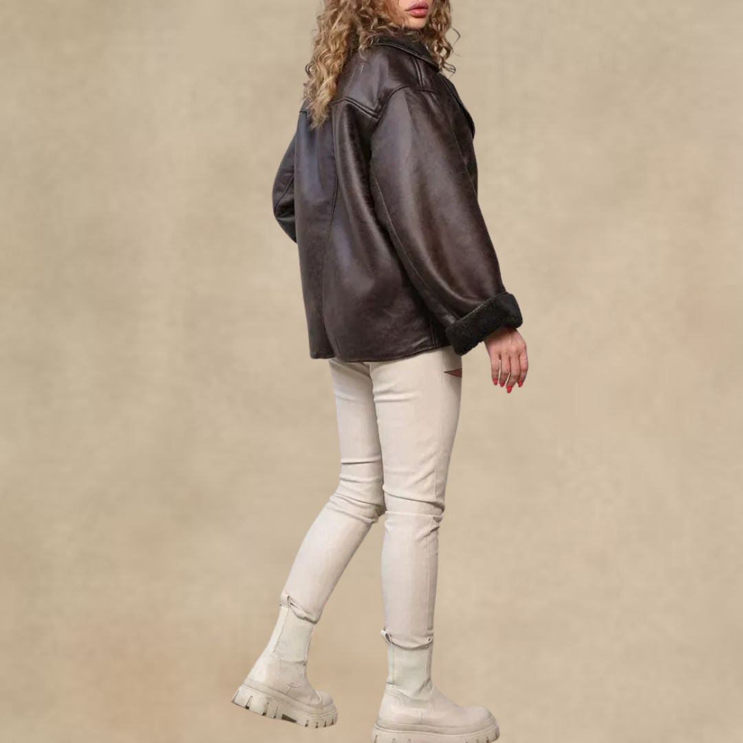 Jolie – Stylová kožená bunda s měkkou kožešinovou podšívkou