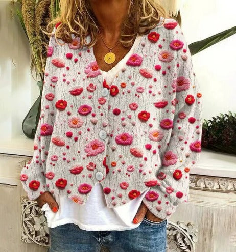 Tatjana – Vyšívaný dámský kardigan s výstřihem do V 21
