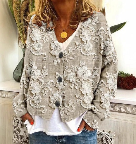 Tatjana – Vyšívaný dámský kardigan s výstřihem do V 40