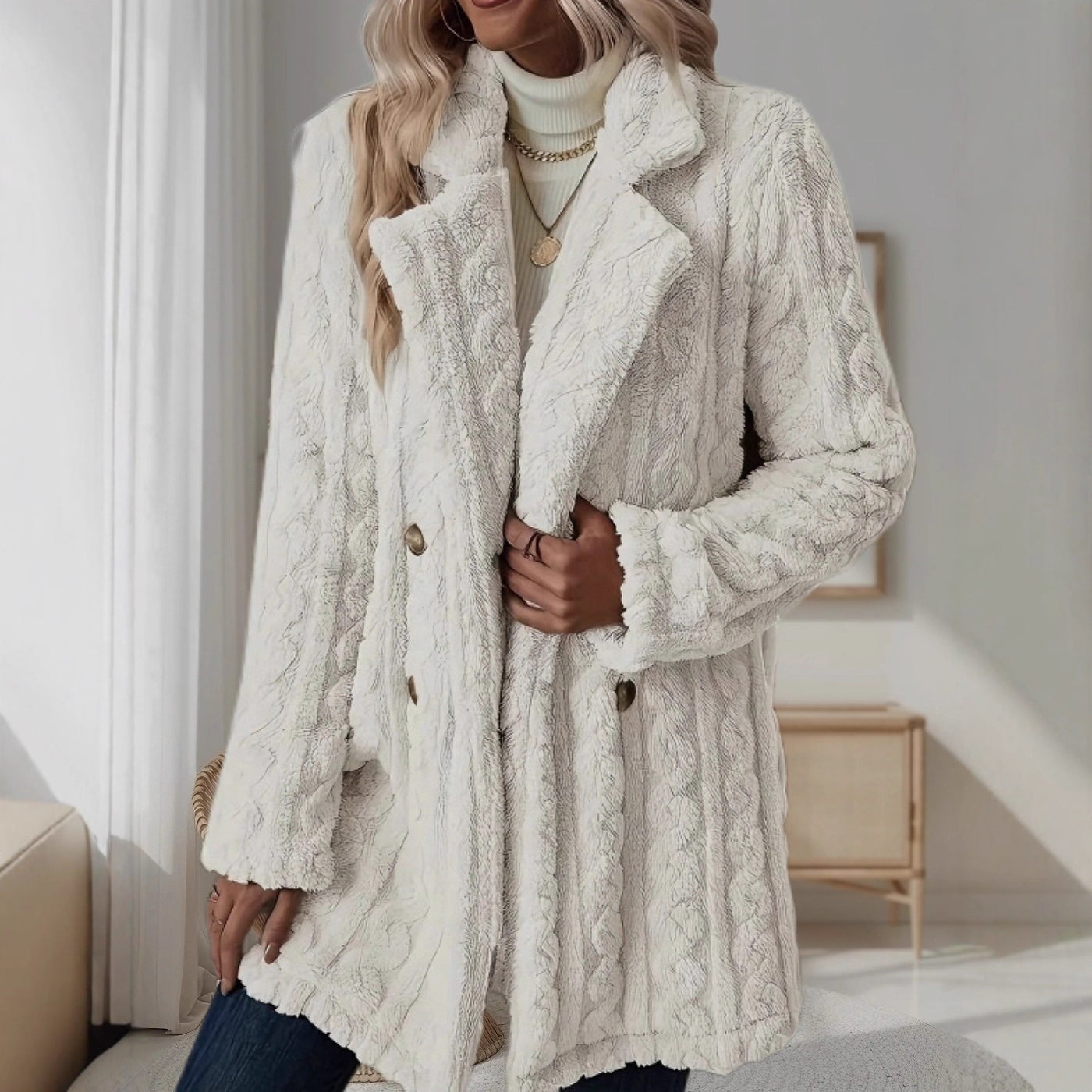 Manuela – Elegantní vlněný kabát s dvojitým zapínáním